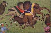 unknow artist Fighting camels painting